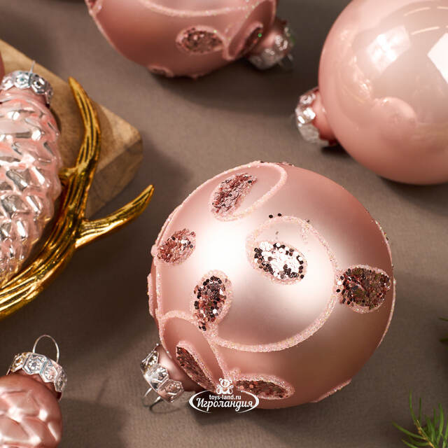 Набор стеклянных елочных игрушек Holiday Brilliance 6-7 см розовый бутон, 20 шт Kaemingk