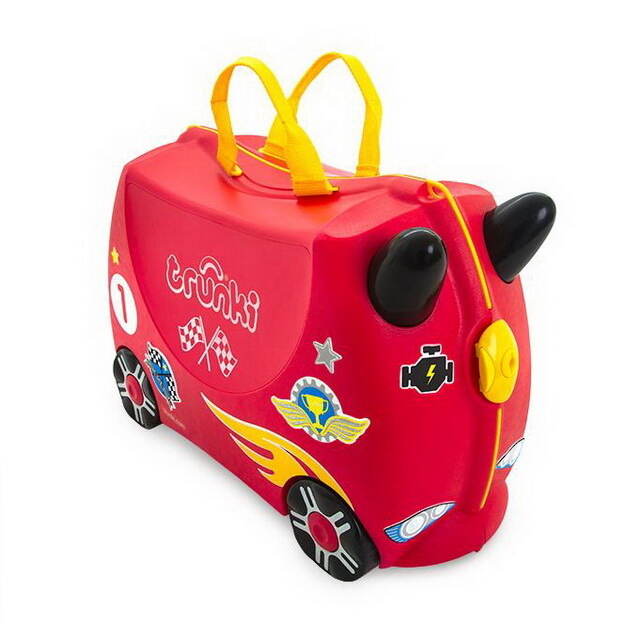 Детский чемодан на колесиках Гоночная машинка Рокко с наклейками Trunki