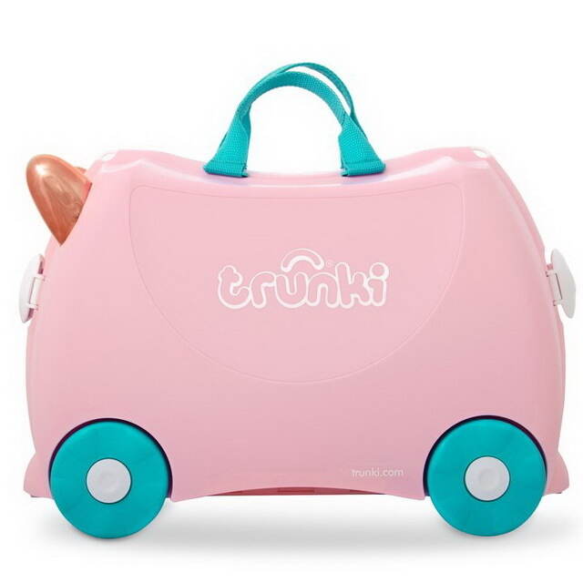 Детский чемодан-каталка Фламинго Флосси с наклейками Trunki
