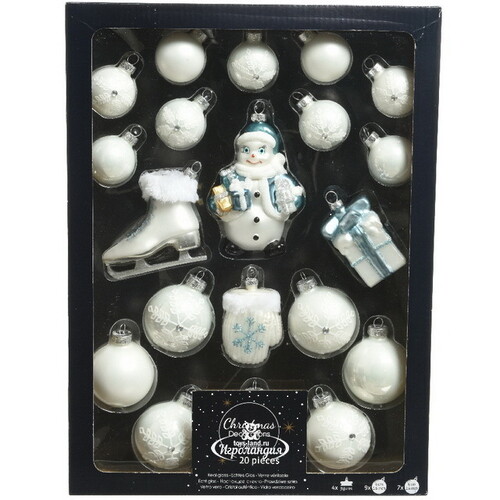 Набор стеклянных елочных игрушек Noelle Story: Snowman 4-13 см, 20 шт Kaemingk