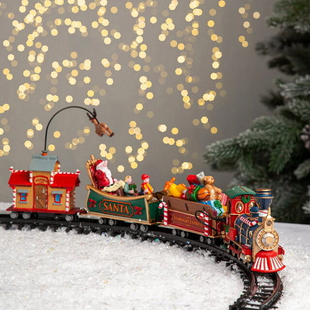 Железная дорога Lemax Звездный экспресс, 13*114*66 см, музыка, движение, подсветка, батарейки Lemax