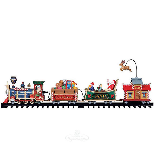 Железная дорога Lemax Звездный экспресс, 13*114*66 см, музыка, движение, подсветка, батарейки Lemax