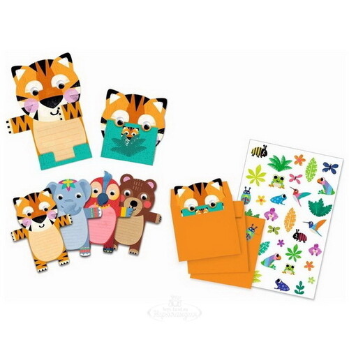 Детские пригласительные открытки Дикие животные, 8 шт с конвертами Djeco