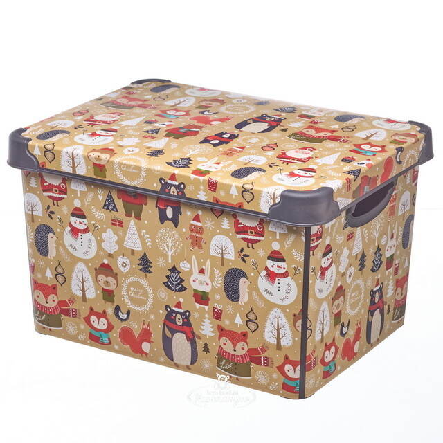 Коробка для хранения елочных игрушек Веселая Компания - New Year 41*30 см бежевая Koopman