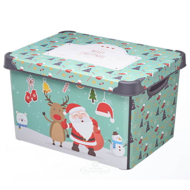 Коробка для хранения елочных игрушек Веселая Компания - New Year 41*30 см бирюзовая Koopman