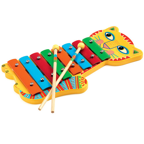 Музыкальная игрушка Металлофон - Кот 14*27 см дерево Djeco