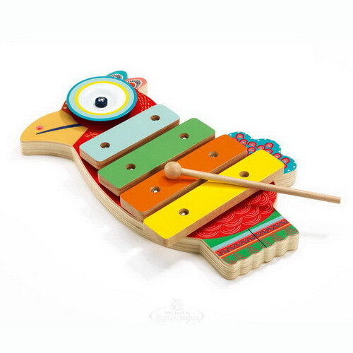 Музыкальная игрушка Ксилофон Петушок 28 см дерево Djeco
