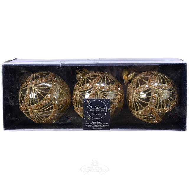 Набор стеклянных шаров Di Ampezzo: Crystal 8 см, 3 шт Kaemingk