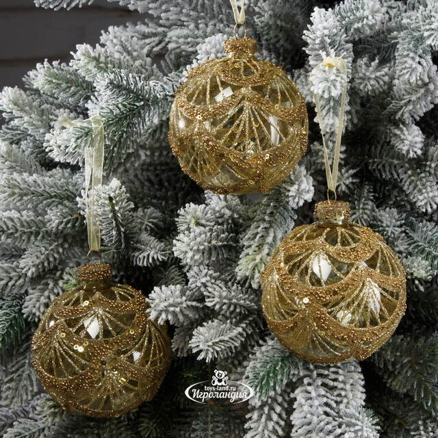 Набор стеклянных шаров Di Ampezzo: Crystal 8 см, 3 шт Kaemingk