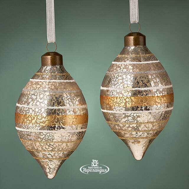 Набор стеклянных елочных игрушек Vintage Christmas: Antico Stile 10 см, 2 шт, подвеска Kaemingk