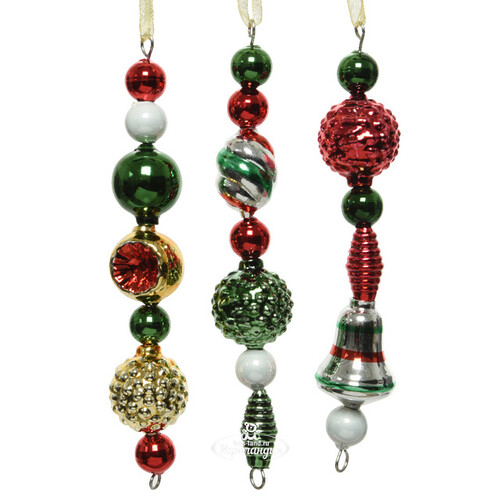 Набор елочных украшений Vintage Christmas: Classic 15 см, 3 шт, стекло, подвеска Kaemingk (Кейминг)