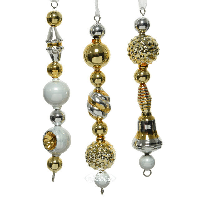 Набор елочных украшений Vintage Christmas: Soft Gold 15 см, 3 шт, стекло, уцененный Kaemingk