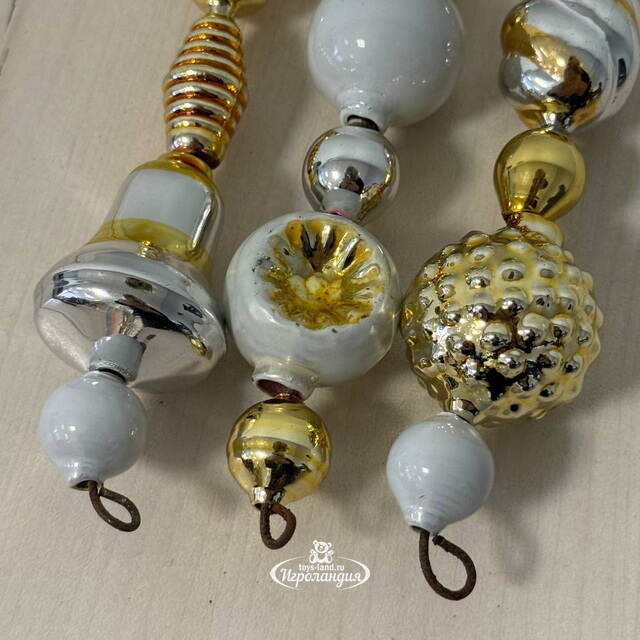 Набор елочных украшений Vintage Christmas: Soft Gold 15 см, 3 шт, стекло, уцененный Kaemingk