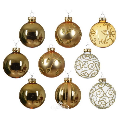 Набор стеклянных шаров Modellato - Золотой 7 см, 13 шт Winter Deco