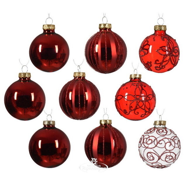 Набор стеклянных шаров Modellato - Красный 5-7 см, 13 шт Winter Deco