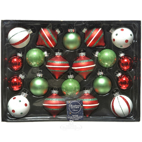 Набор стеклянных шаров Christmas Candy: Wonderful Time, 4-6 см, 20 шт Winter Deco