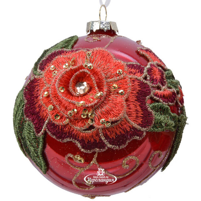 Стеклянный елочный шар Rosa Bourbon 10 см Kaemingk (Кейминг)