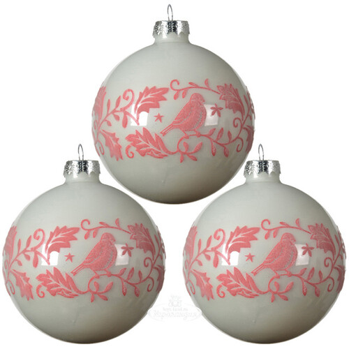 Набор стеклянных шаров Mirasole Soft Pink 8 см, 3 шт Kaemingk