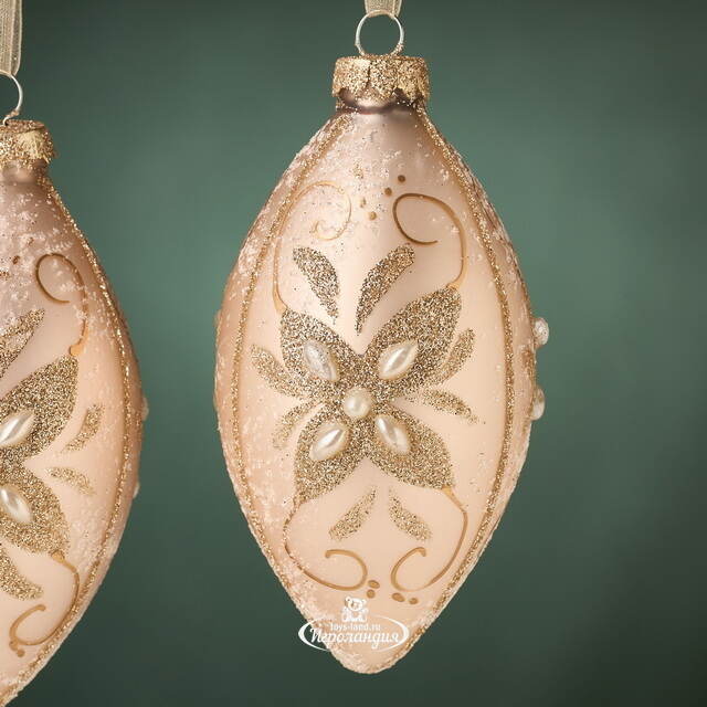 Набор елочных игрушек Сосульки Жемчужное Барокко 12 см, 2 шт, стекло, подвеска Kaemingk