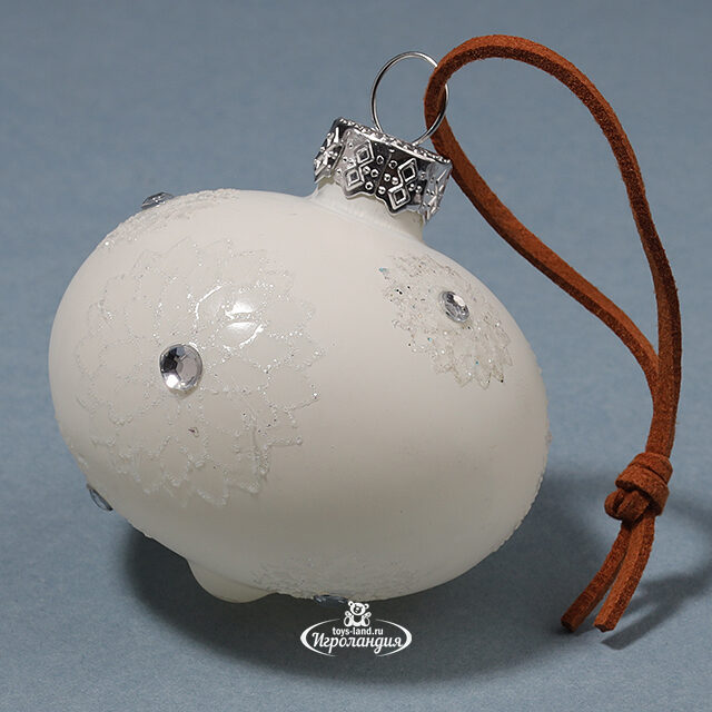 Набор стеклянных елочных игрушек Marguerite 6-10 см молочный, 3 шт, подвеска Kaemingk