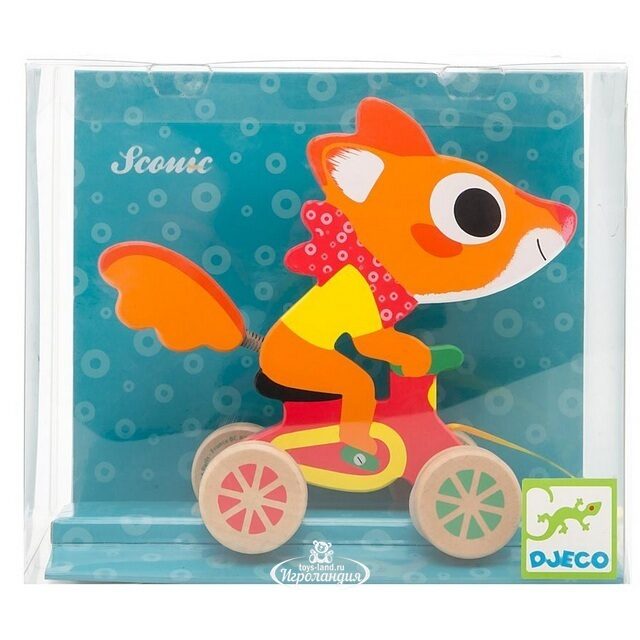 Игрушка-каталка Лисенок 16 см, дерево DJECO (Джеко)