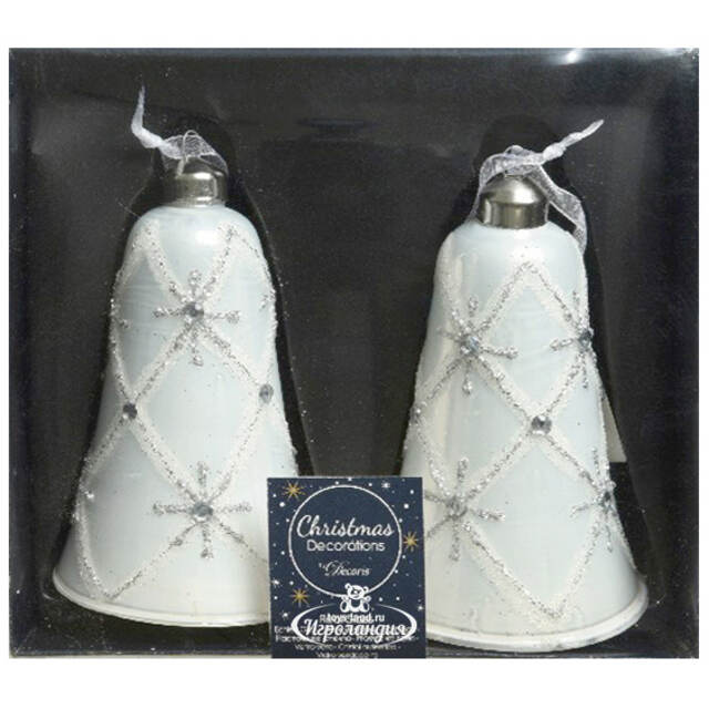 Стеклянная елочная игрушка Колокольчик Snow Princess 13 см, 2 шт, подвеска Kaemingk