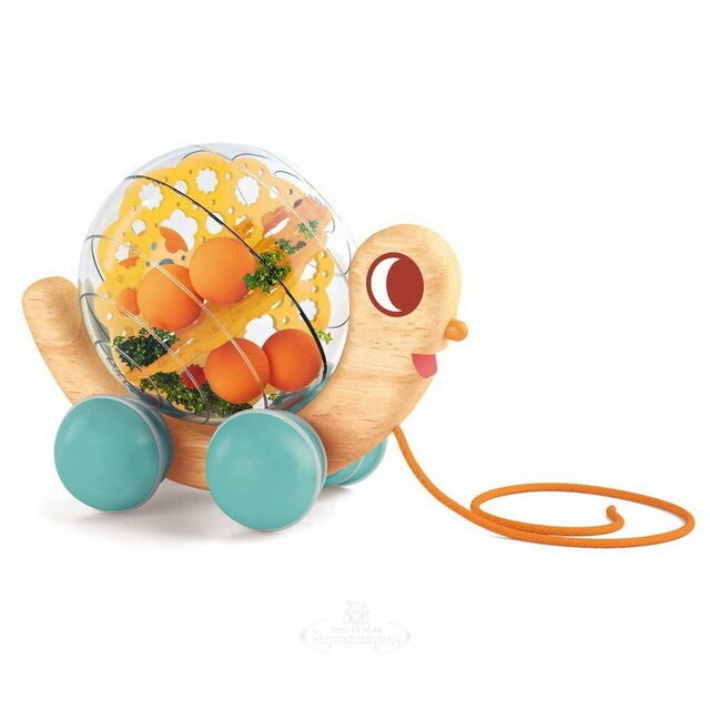 Игрушка-каталка Улитка Хюго 18 см, дерево Djeco