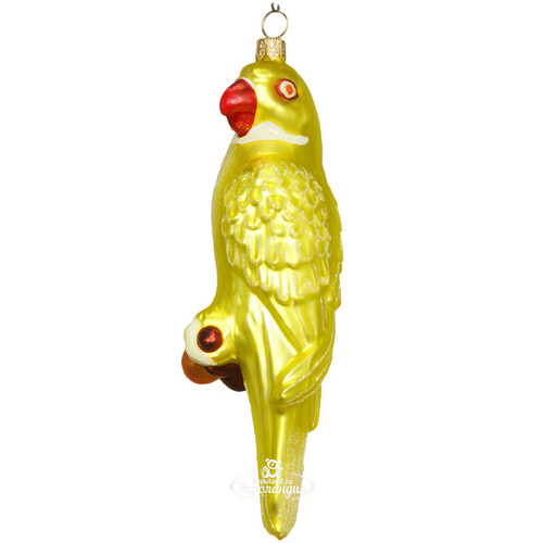 Стеклянная елочная игрушка Попугай Домиано 18 см, желтый, подвеска GMC z.o.o.