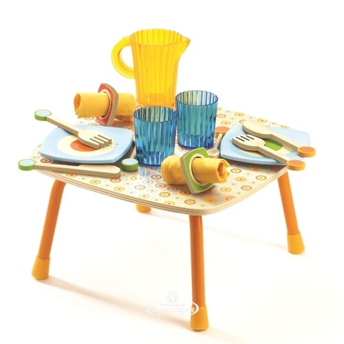 Игровой набор посуды Ланч у Габи со столиком 14 предметов дерево Djeco