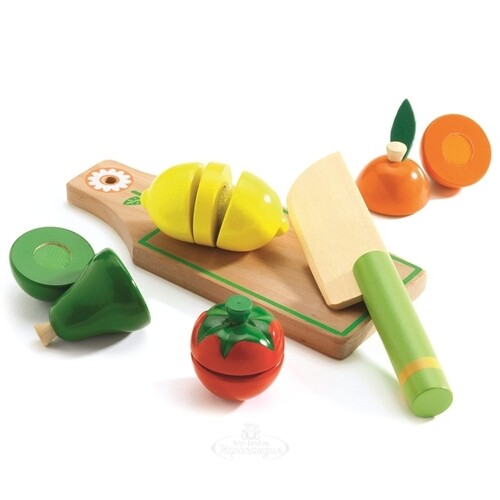 Игровой набор Режем фрукты и овощи 11 предметов дерево Djeco