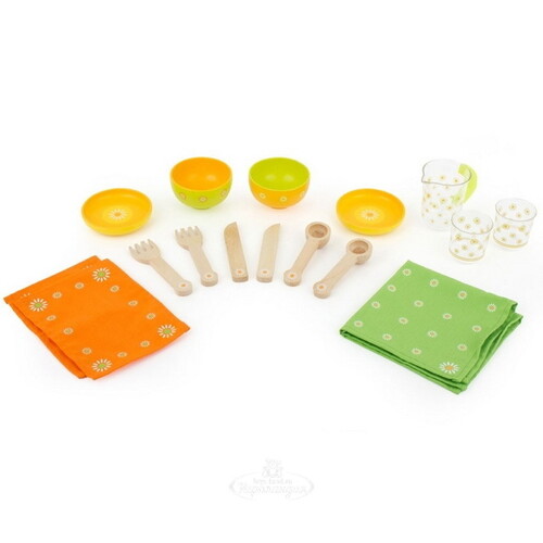 Игровой набор посуды Пикник 15 предметов дерево Djeco