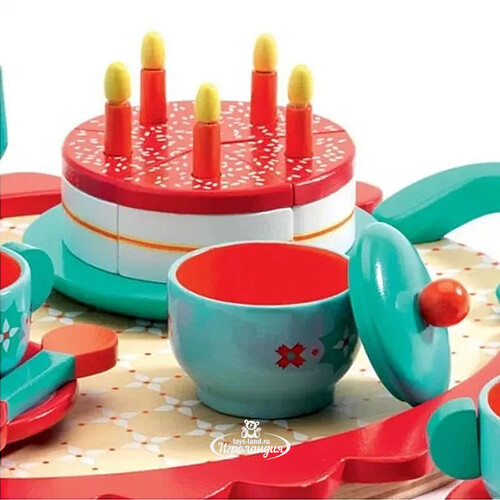 Игровой набор посуды Чаепитие у Лисички 17 предметов дерево Djeco