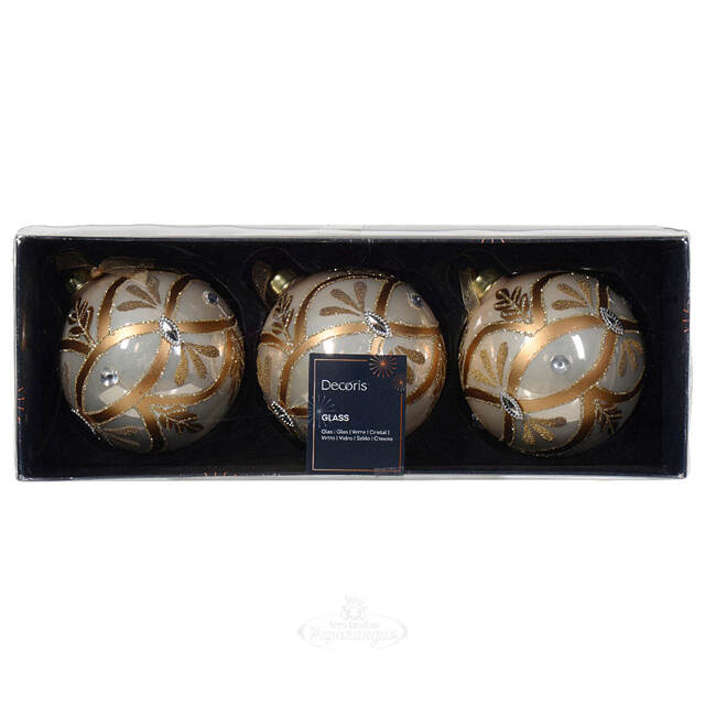 Набор стеклянных шаров Maristello 8 см кремовый, 3 шт Kaemingk