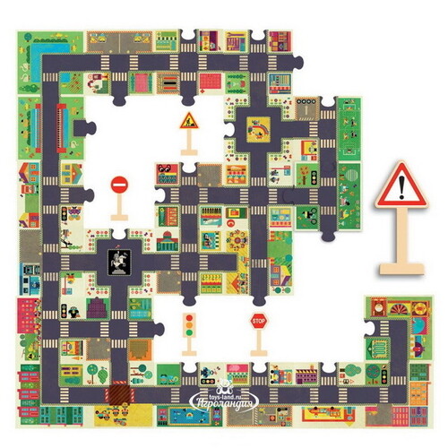 Напольный пазл-игра Дорога с дорожными знаками, 24 элемента Djeco