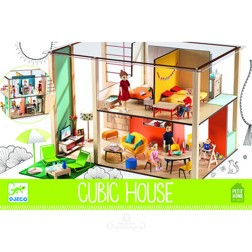 Кукольный дом Кубик 49 см дерево Djeco