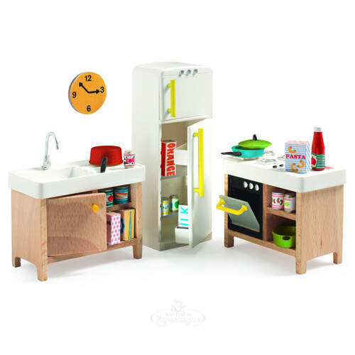 Мебель для кукольного дома Кухня большая 20 предметов Djeco