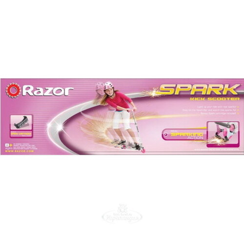 Самокат Spark с искрами, колеса 125 мм, розовый Razor