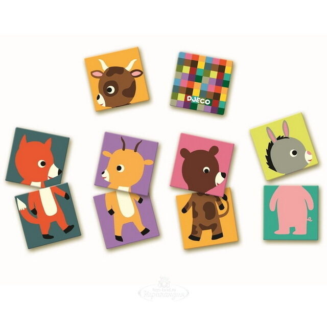 Детская настольная игра Мемо-пазл Животные DJECO (Джеко)