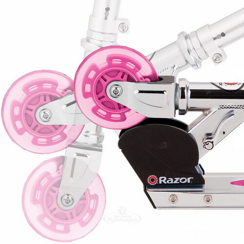 Самокат Razor A Light Up, светящиеся колеса 100 мм, розовый, до 65 кг Razor