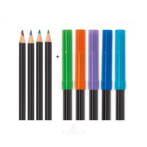 Раскраска Природа 4 шт + фломастеры и карандаши Djeco