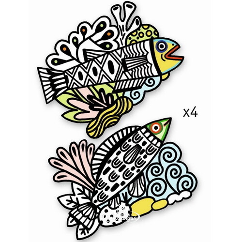 Бархатные раскраски Милые рыбки, 4 шт Djeco