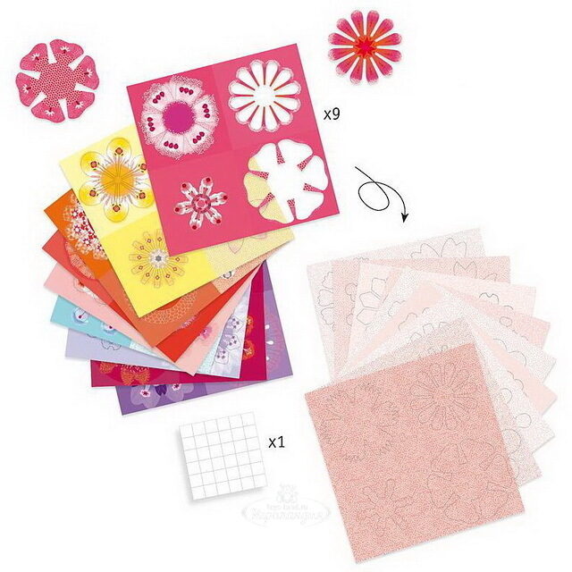 Набор для создания аппликаций - Цветочки, 9 шт Djeco