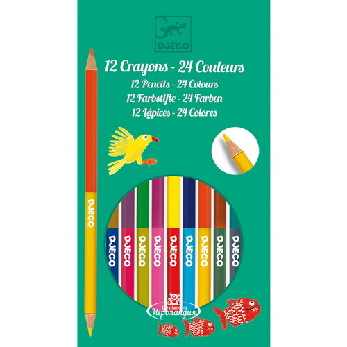 Цветные карандаши Двухсторонние 24 цвета 12 шт Djeco