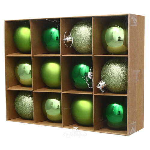 Набор пластиковых шаров Celebration 6 см зеленый, 12 шт Winter Deco