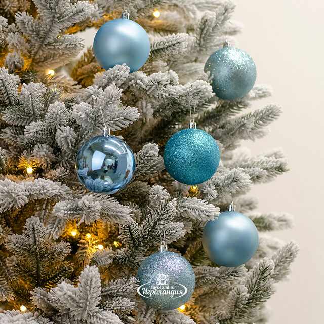 Набор пластиковых шаров Celebration 8 см бирюзовый, 6 шт Winter Deco