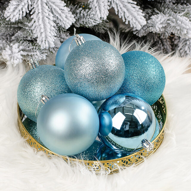 Набор пластиковых шаров Celebration 8 см бирюзовый, 6 шт Winter Deco