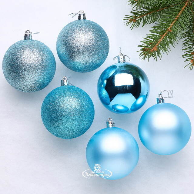 Набор пластиковых шаров Celebration 8 см бирюзовый, 6 шт Winter Deco