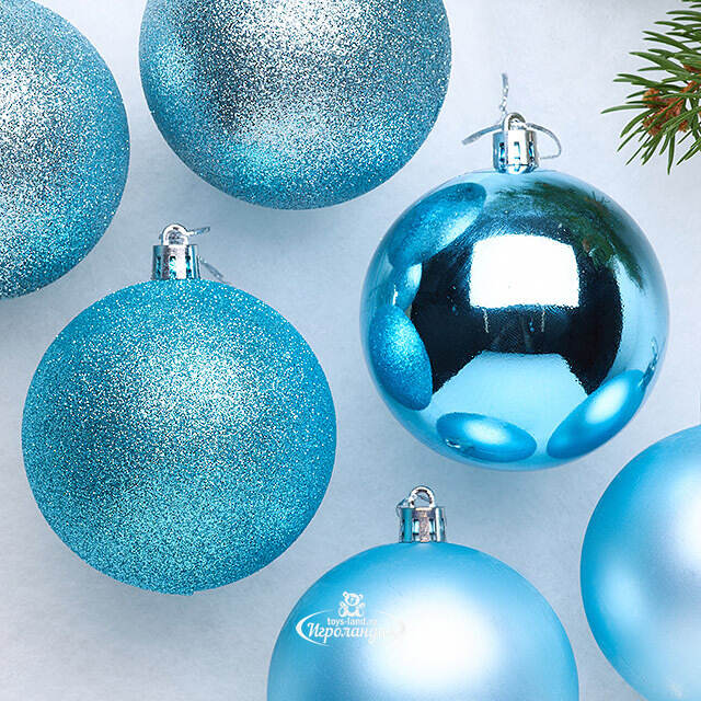 Набор пластиковых шаров Celebration 8 см бирюзовый, 6 шт Winter Deco