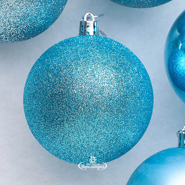 Набор пластиковых шаров Celebration 8 см бирюзовый, 6 шт Winter Deco