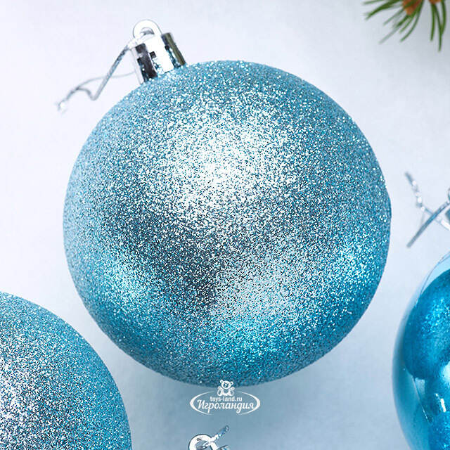 Набор пластиковых шаров Celebration 8 см бирюзовый, 6 шт Winter Deco